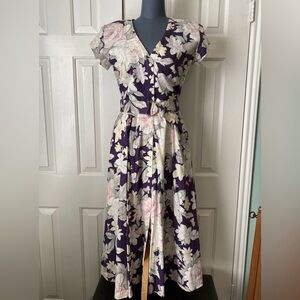 Vintage 1989 Clues Collection Purple Floral Dress EUC Size Small One Owner